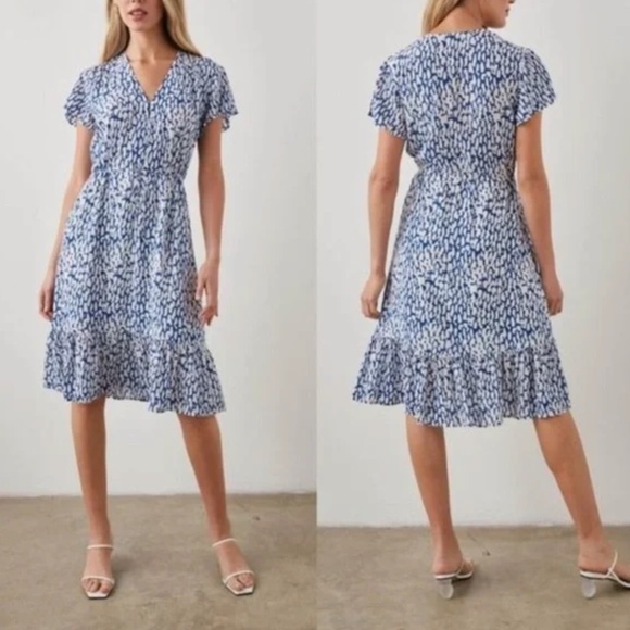 Rails Kiki Dress NWT - Cobalt Static Leopard Midi Dress - SMALL - Picture 2 of 5